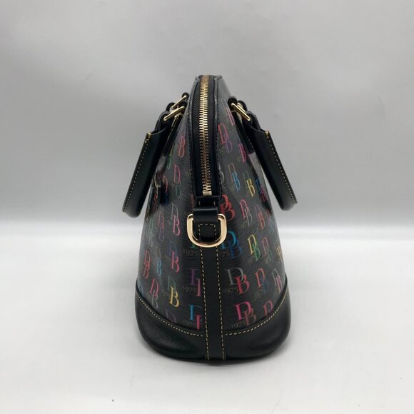 Dooney & Bourke Black Monogram Leather DB75 Satchel Bag - Picture 3 of 11